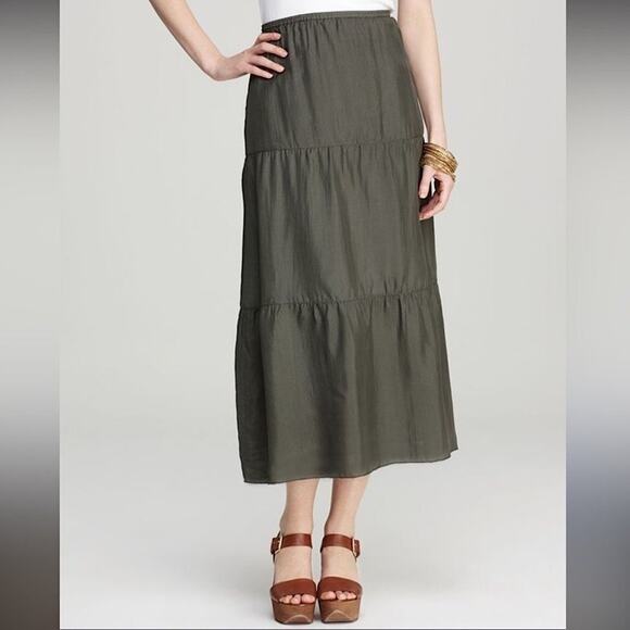 EILEEN FISHER Silk Tiered Maxi Skirt Pull On Lightweight Lagenlook Boho Travel L - Picture 4 of 7